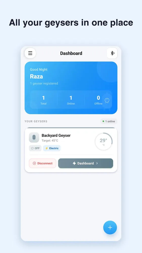 Geysital dashboard: all your geysers in one place
