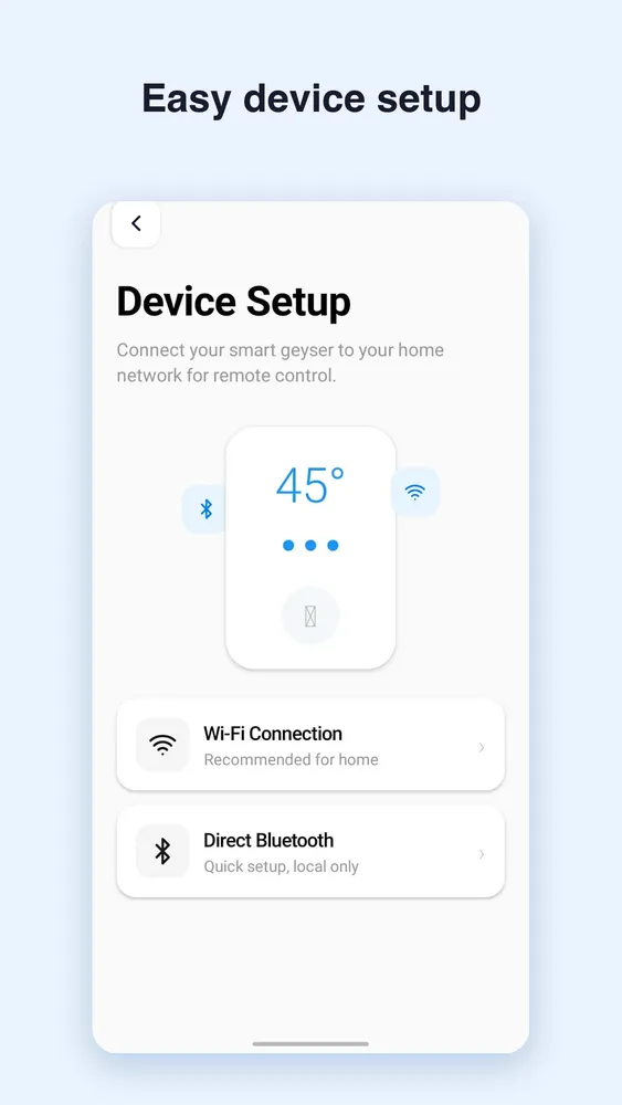 Geysital device setup: Wi-Fi or direct Bluetooth